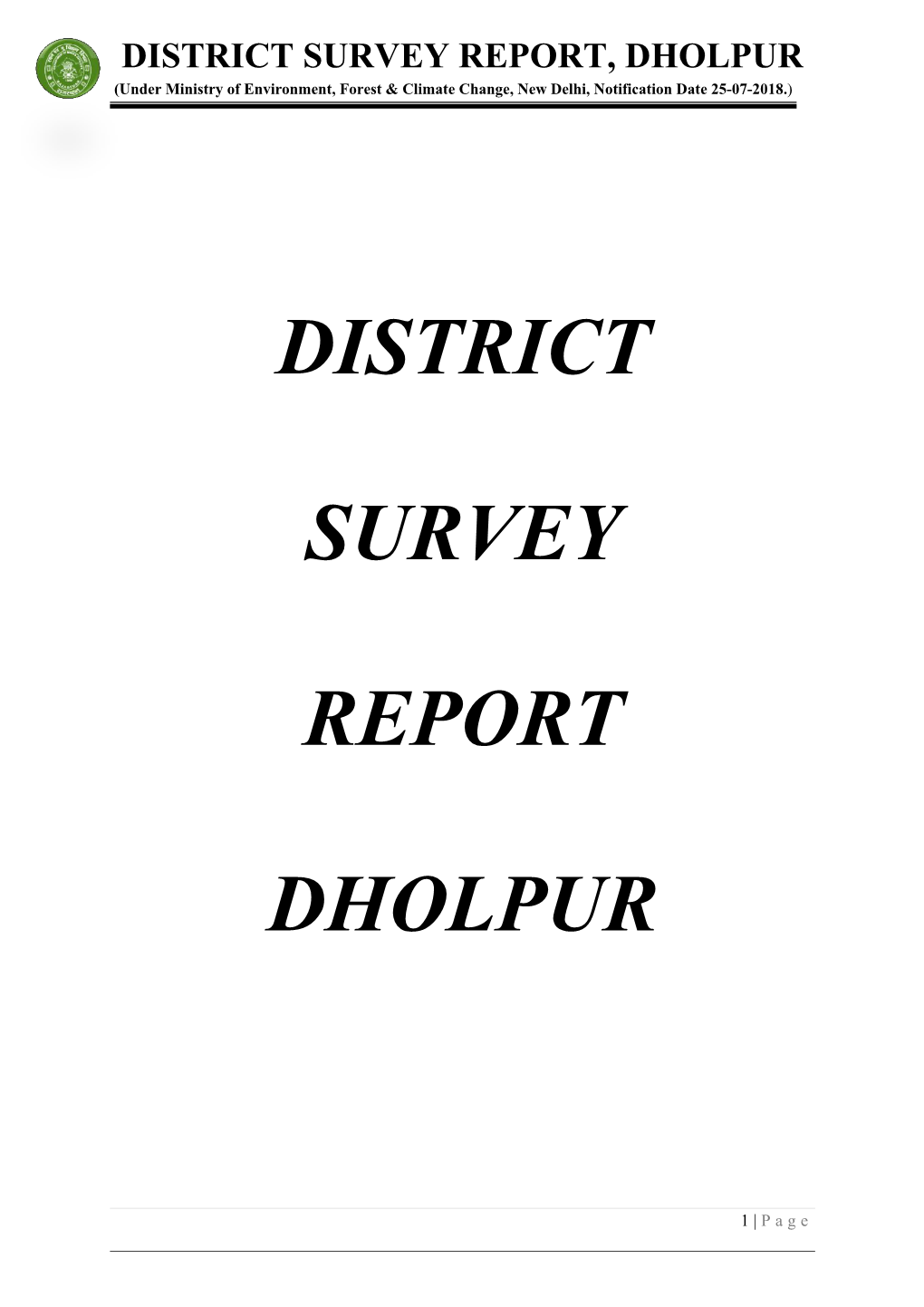 District Survey Report Dholpur