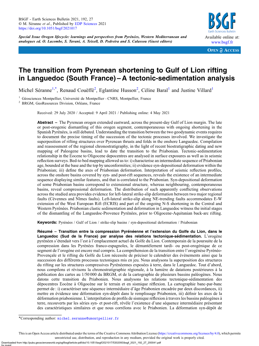 The Transition from Pyrenean Shortening to Gulf of Lion Rifting in Languedoc (South France) – a Tectonic-Sedimentation Analysis