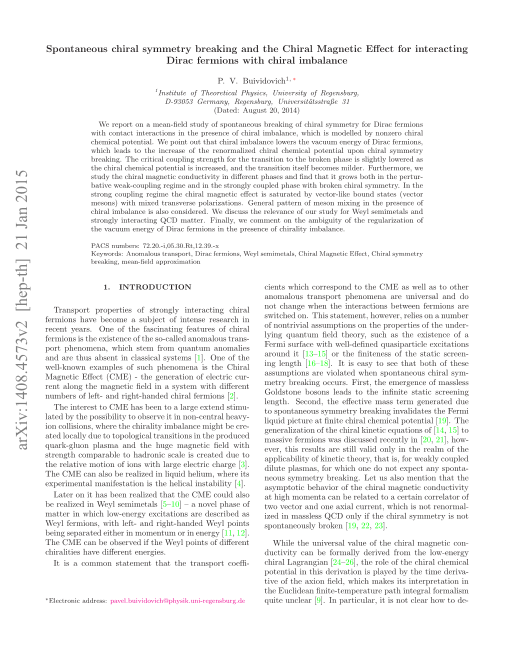Spontaneous Chiral Symmetry Breaking and the Chiral Magnetic