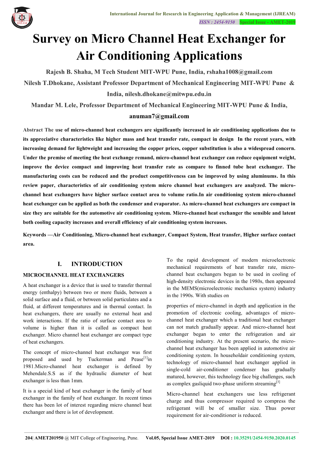 Survey on Micro Channel Heat Exchanger for Air Conditioning