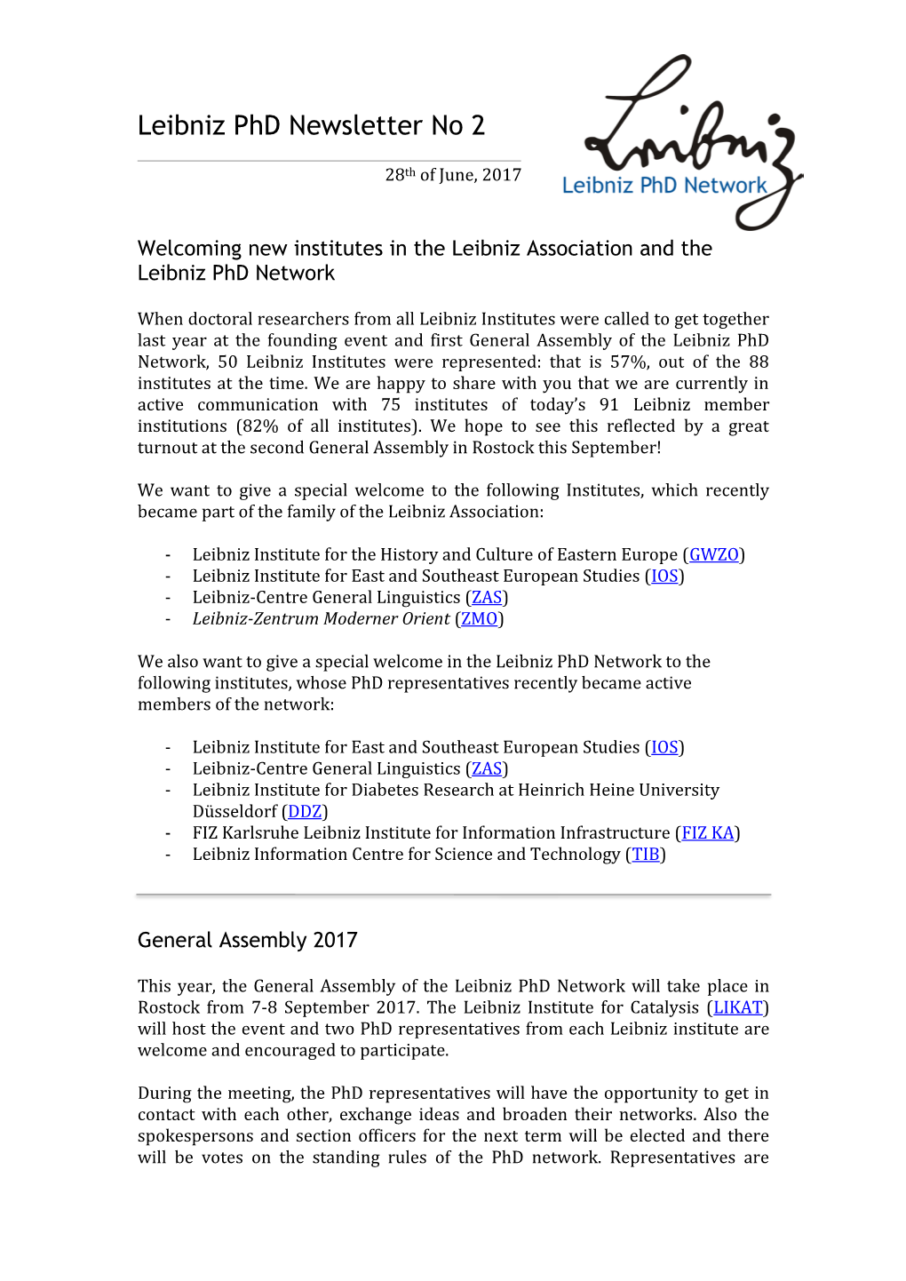 Leibniz Phd Newsletter No 2
