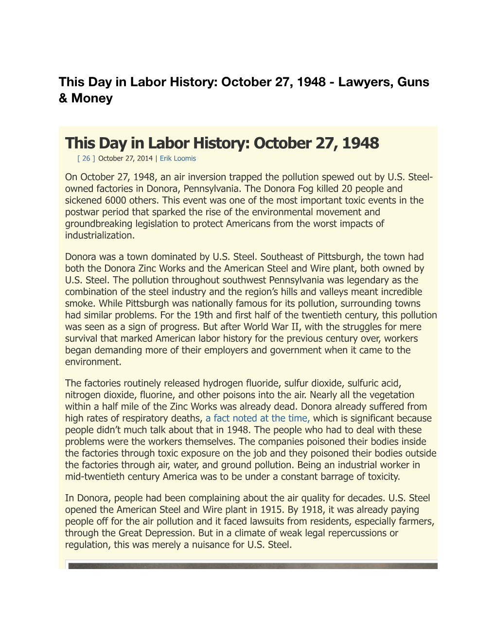 This Day in Labor History: October 27, 1948 - Lawyers, Guns & Money