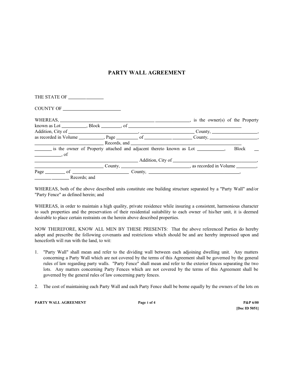 Party Wall Agreement