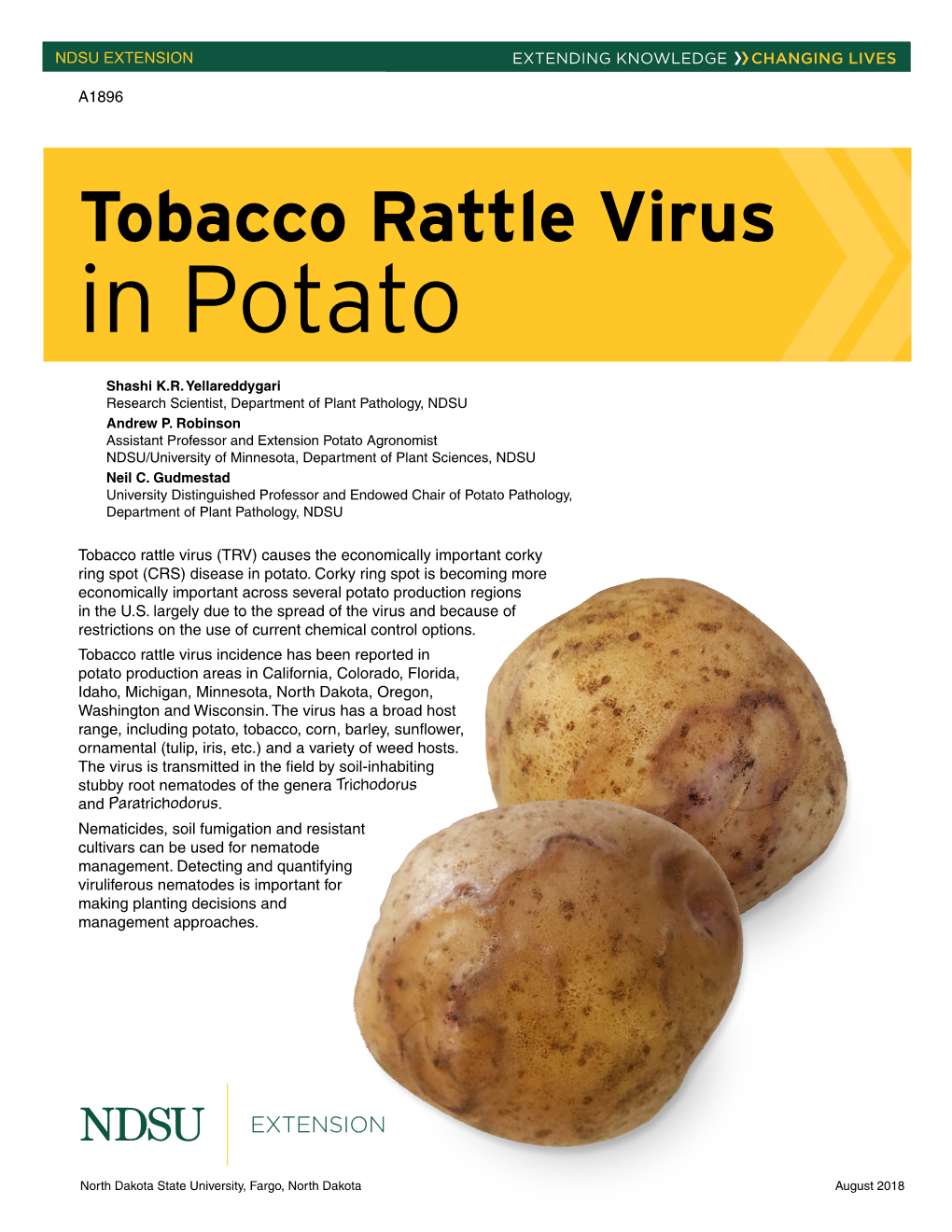 A1896 Tobacco Rattle Virus in Potato