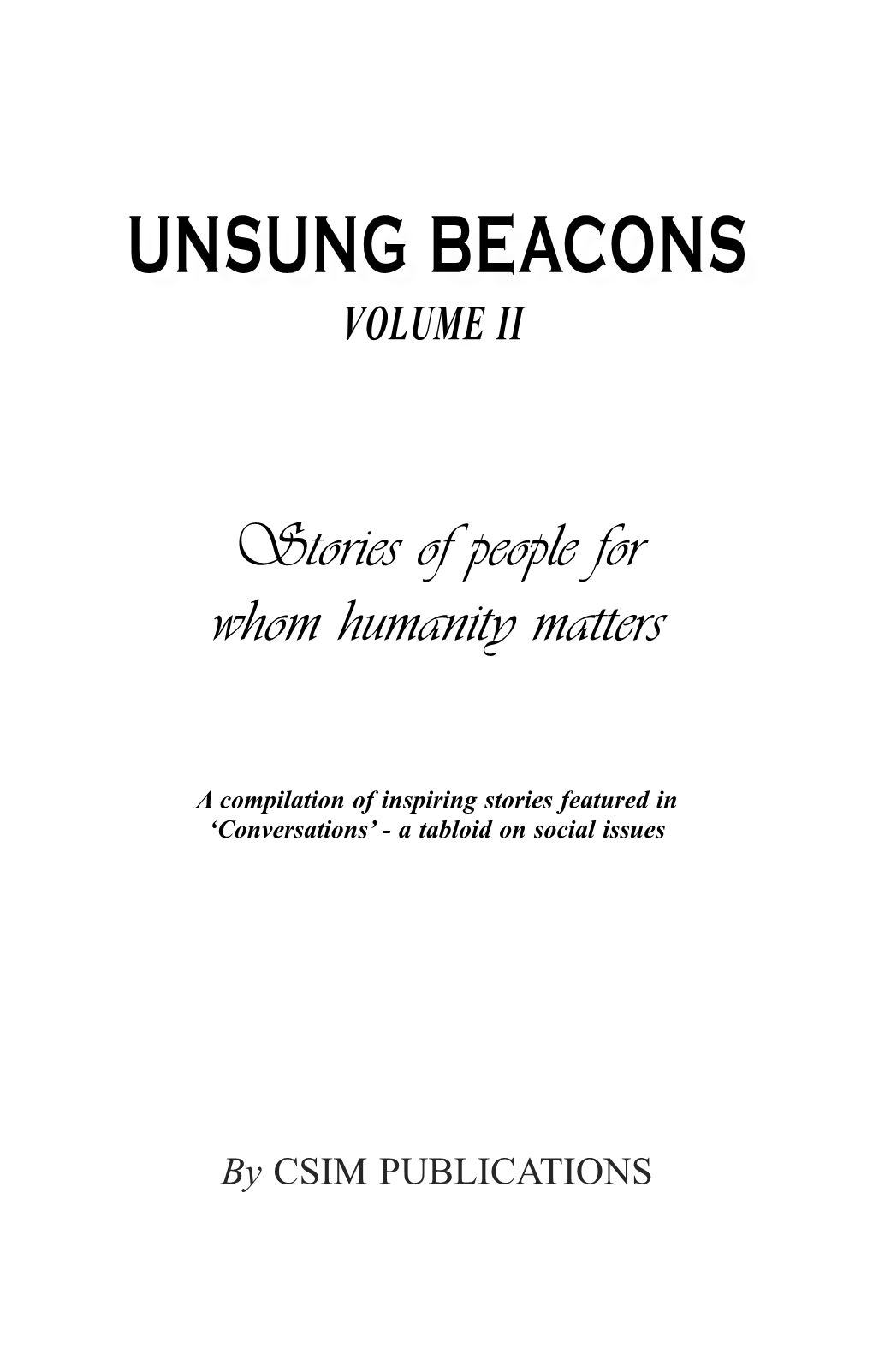 Unsung Beacons Volume II