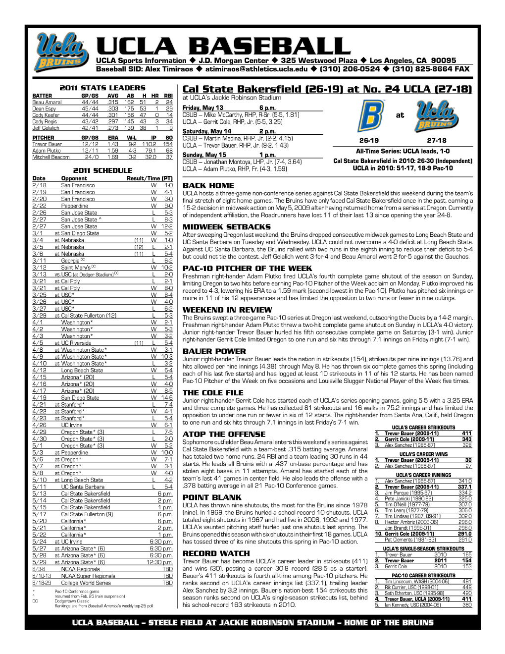 UCLA Baseball UCLA Sports Information U J.D