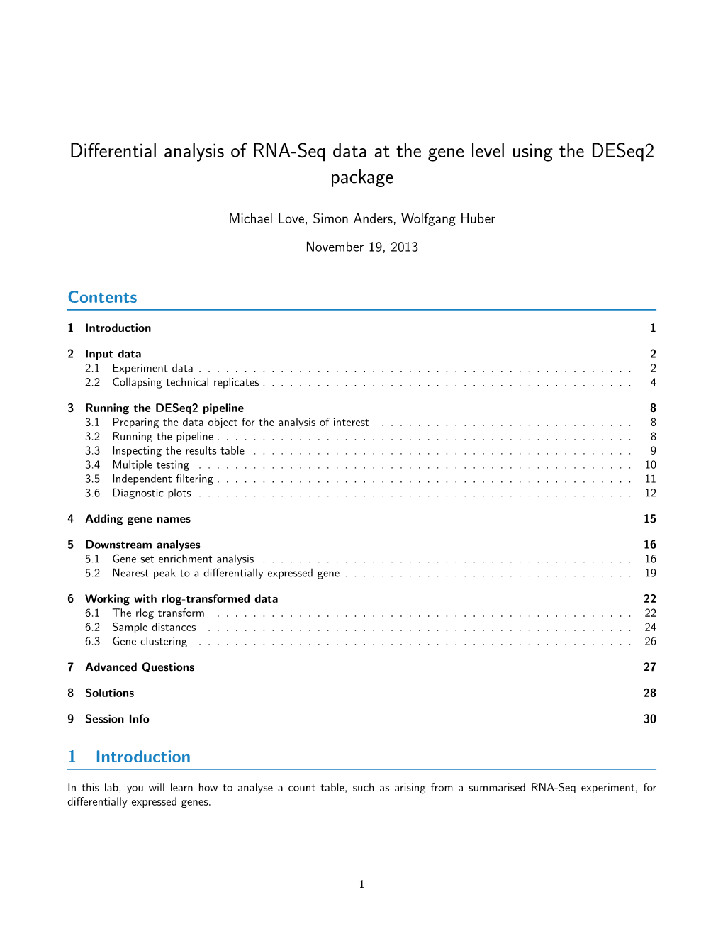 Differential Analysis of RNA-Seq Data at the Gene Level Using the Deseq2