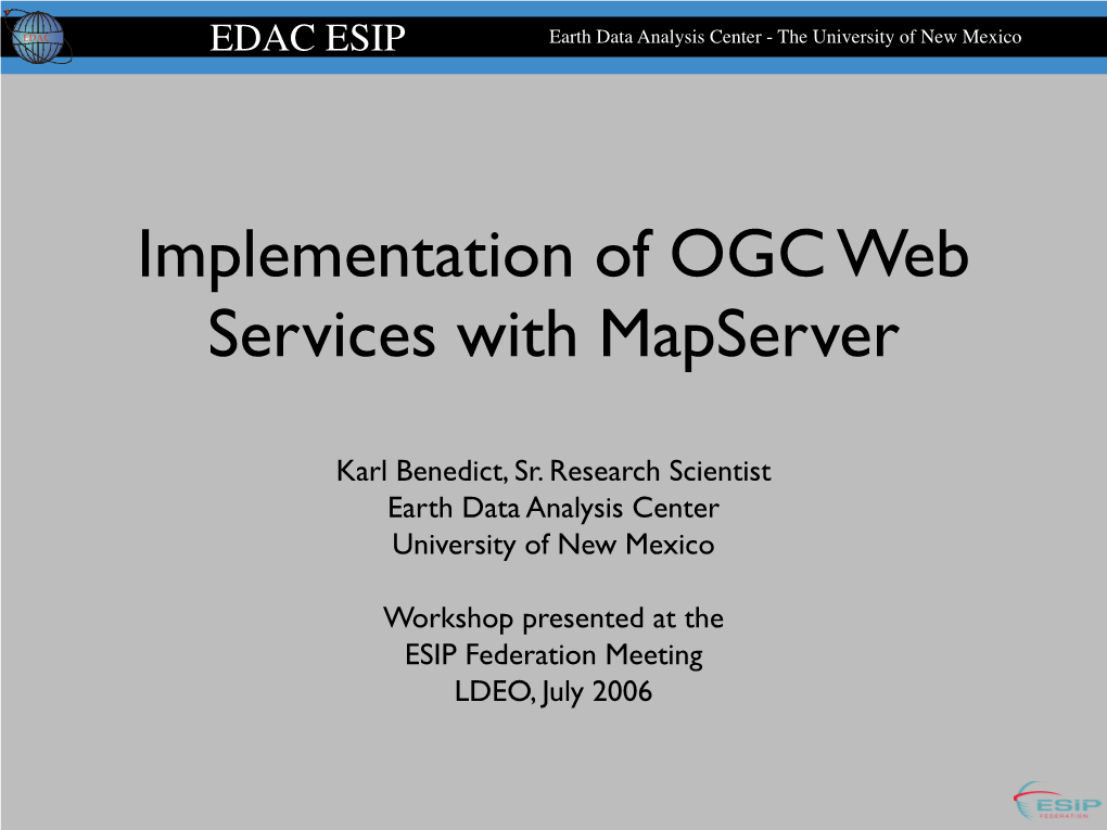 Implementation of OGC Web Services with Mapserver