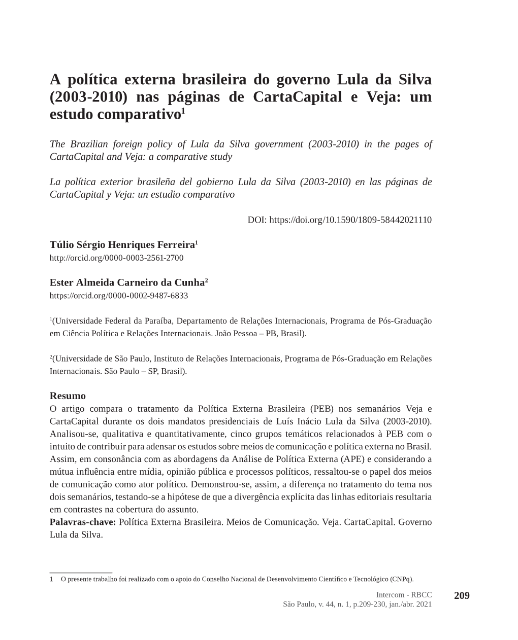 The Brazilian Foreign Policy of the Lula Da Silva Government