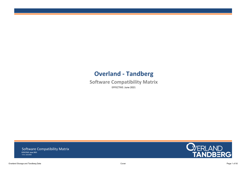 Software Compatibility Matrix EFFECTIVE: June 2021