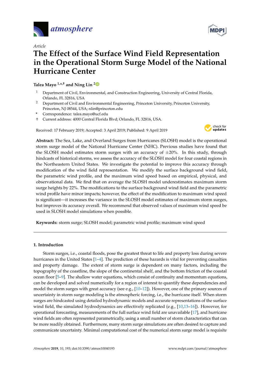 The Effect of the Surface Wind Field Representation in the Operational Storm Surge Model of the National Hurricane Center