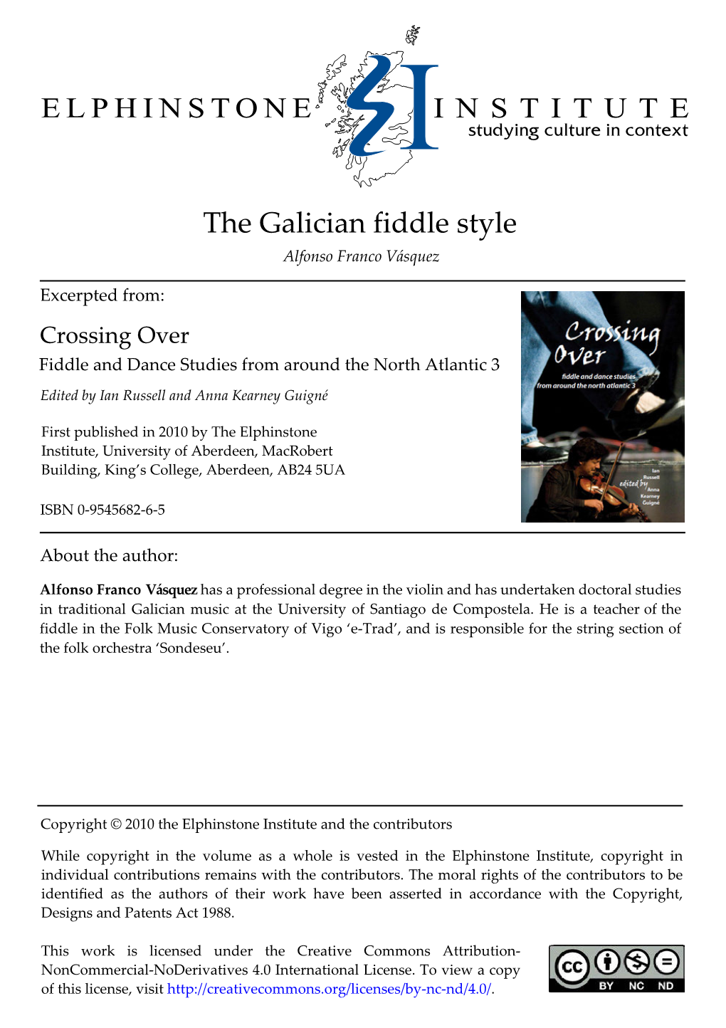 The Galician Fiddle Style Alfonso Franco Vásquez