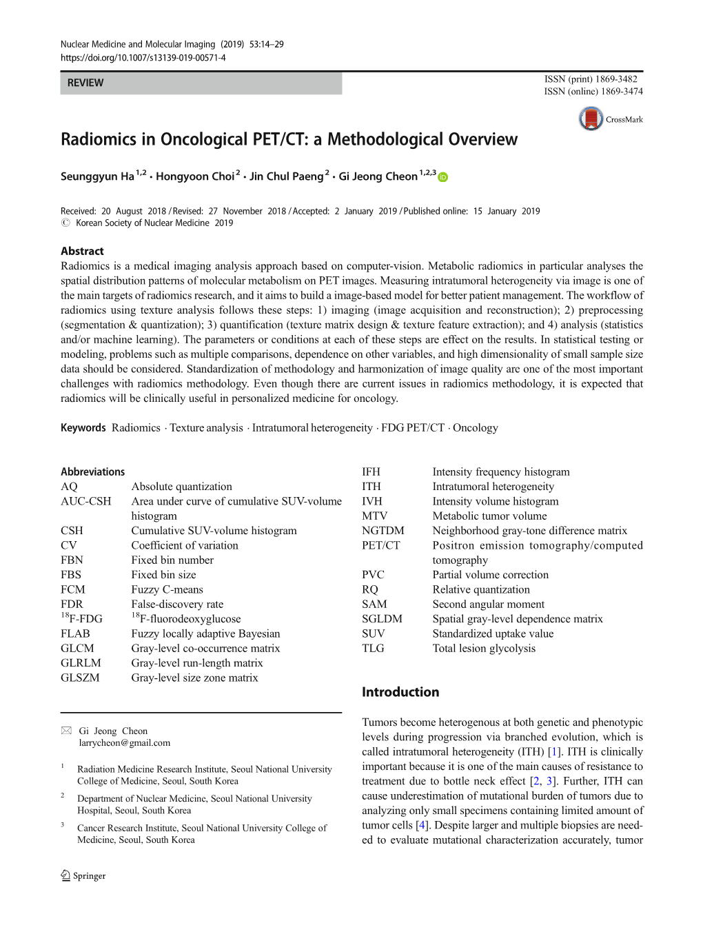 Radiomics in Oncological PET/CT: a Methodological Overview