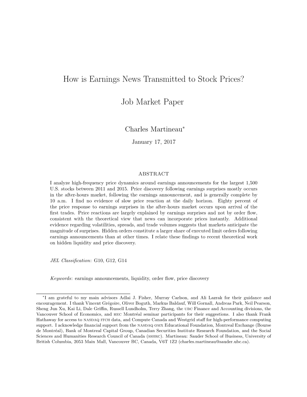 How Is Earnings News Transmitted to Stock Prices?