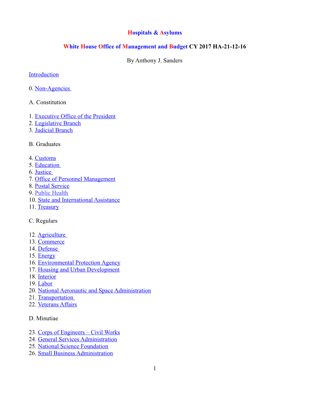 White House Office of Management and Budget CY 2017 HA-21-12-16