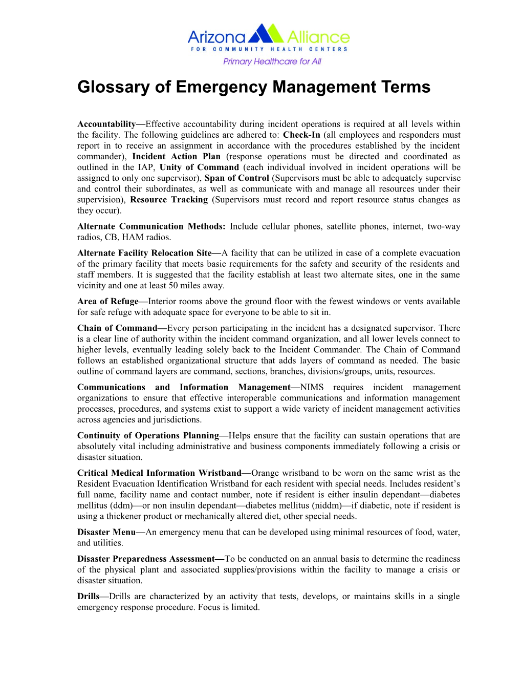 Section I: Basic Plan Elements