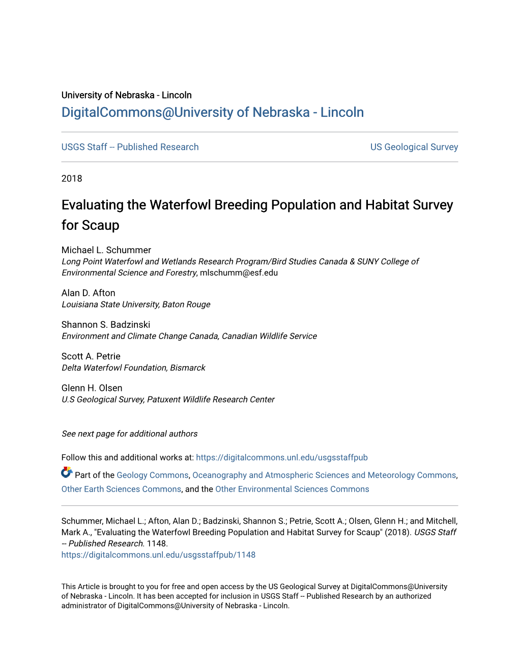 Evaluating the Waterfowl Breeding Population and Habitat Survey for Scaup