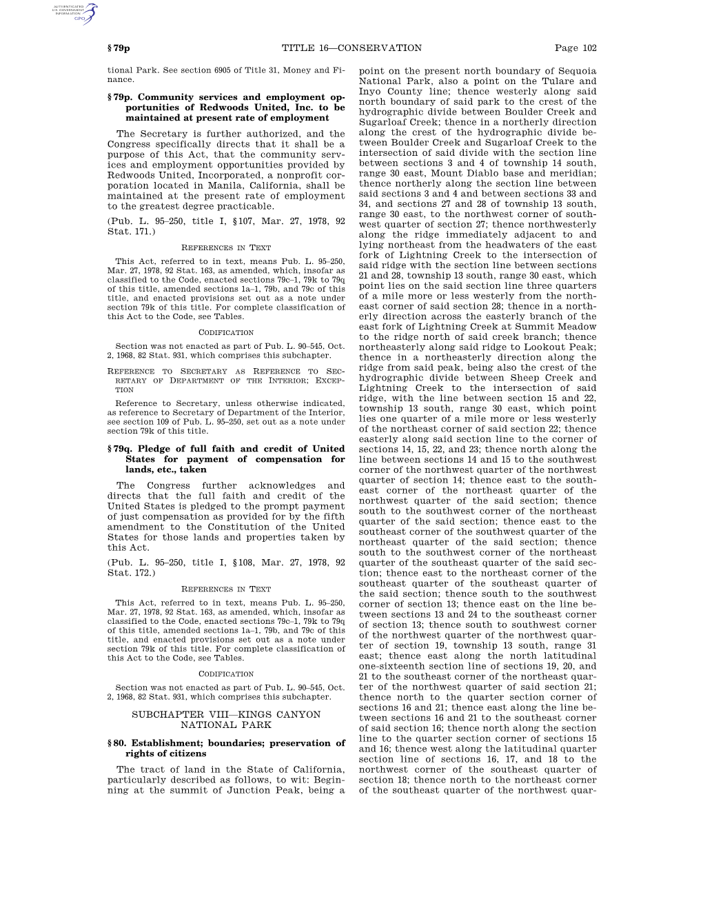 Page 102 TITLE 16—CONSERVATION § 79P §79P