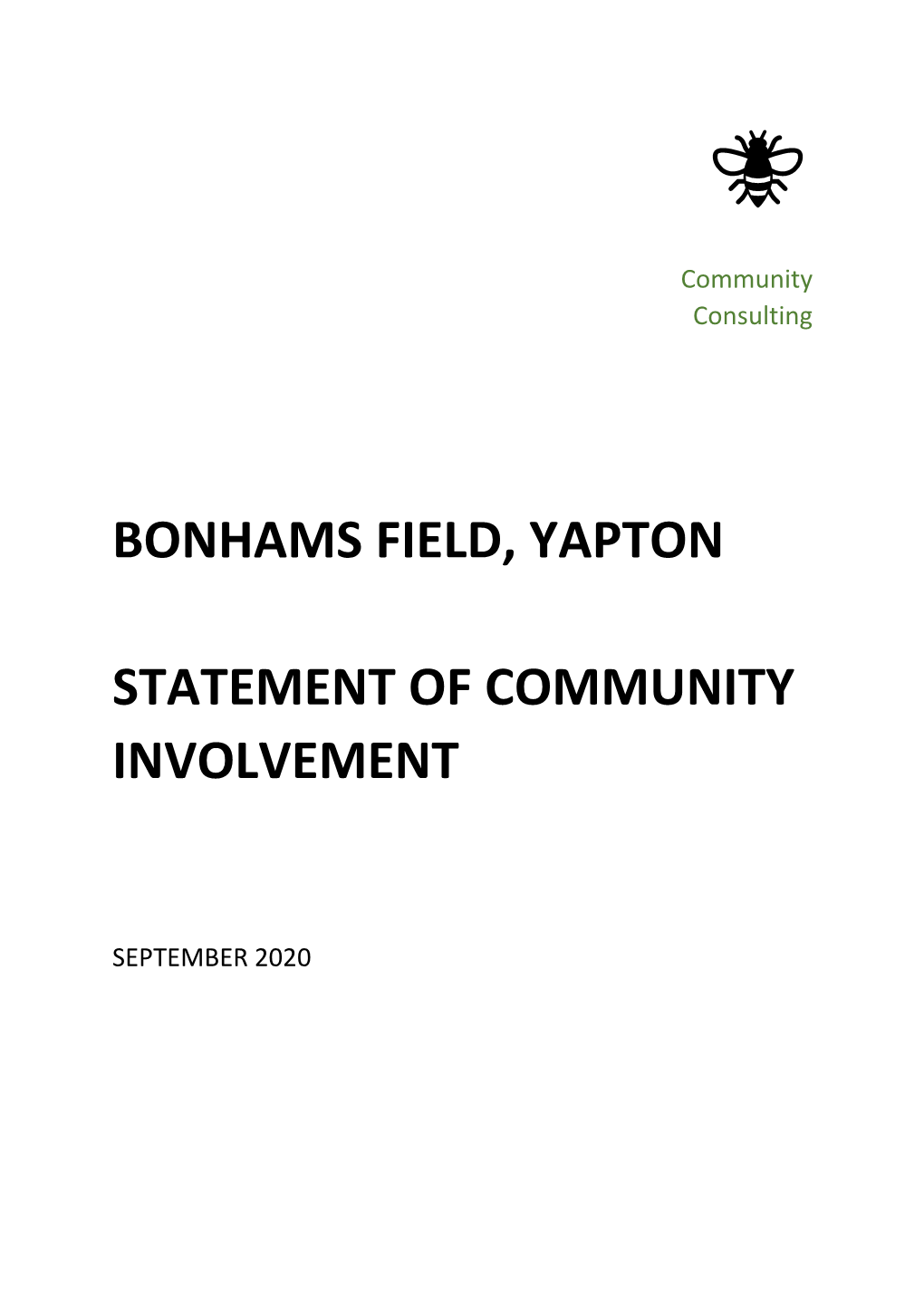 Bonhams Field, Yapton Statement of Community