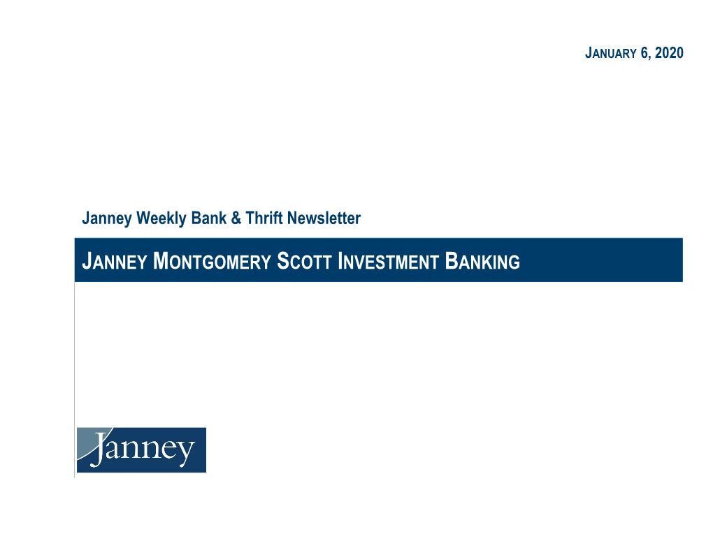 JANNEY MONTGOMERY SCOTT INVESTMENT BANKING Table of Contents