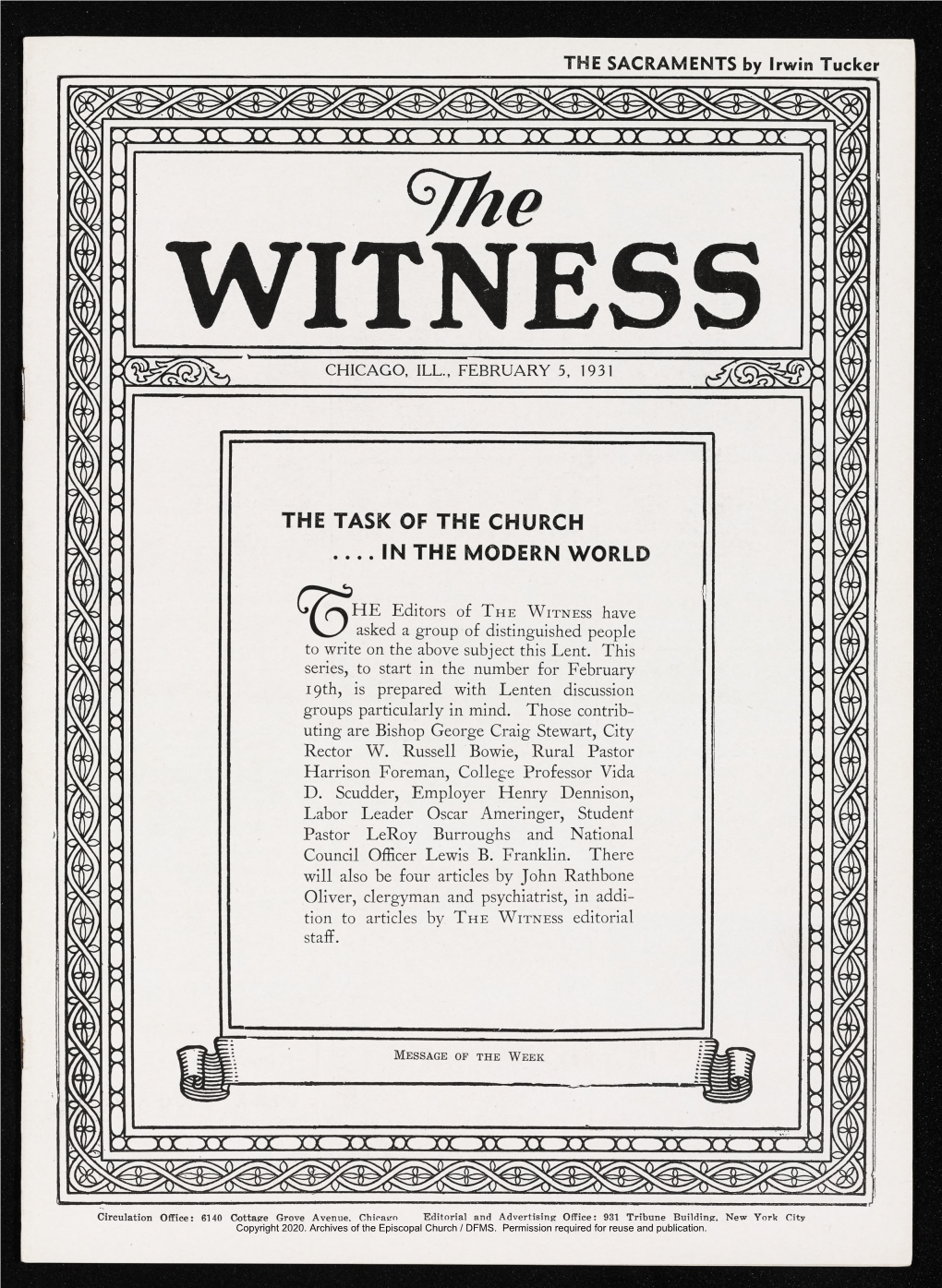 1931 the Witness, Vol. 15, No. 25