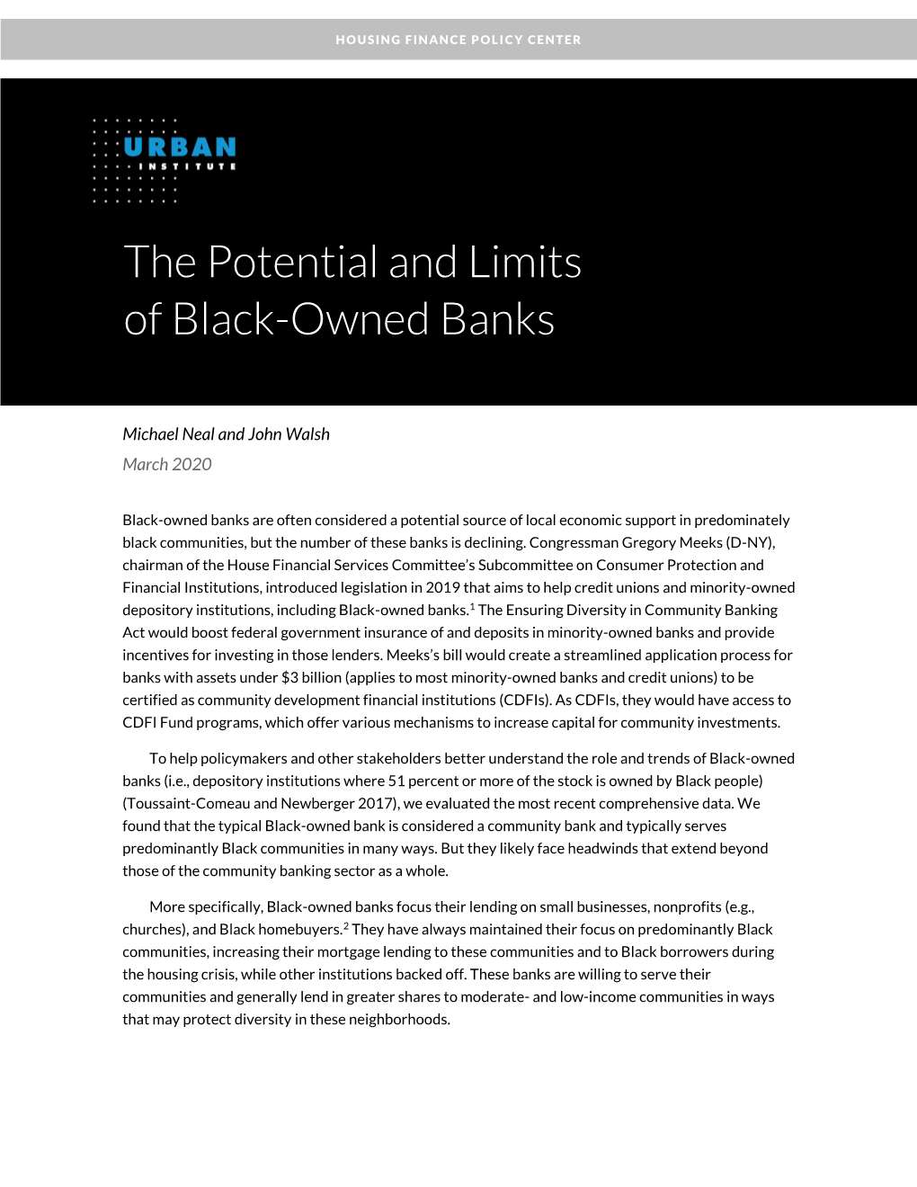 The Potential and Limits of Black-Owned Banks
