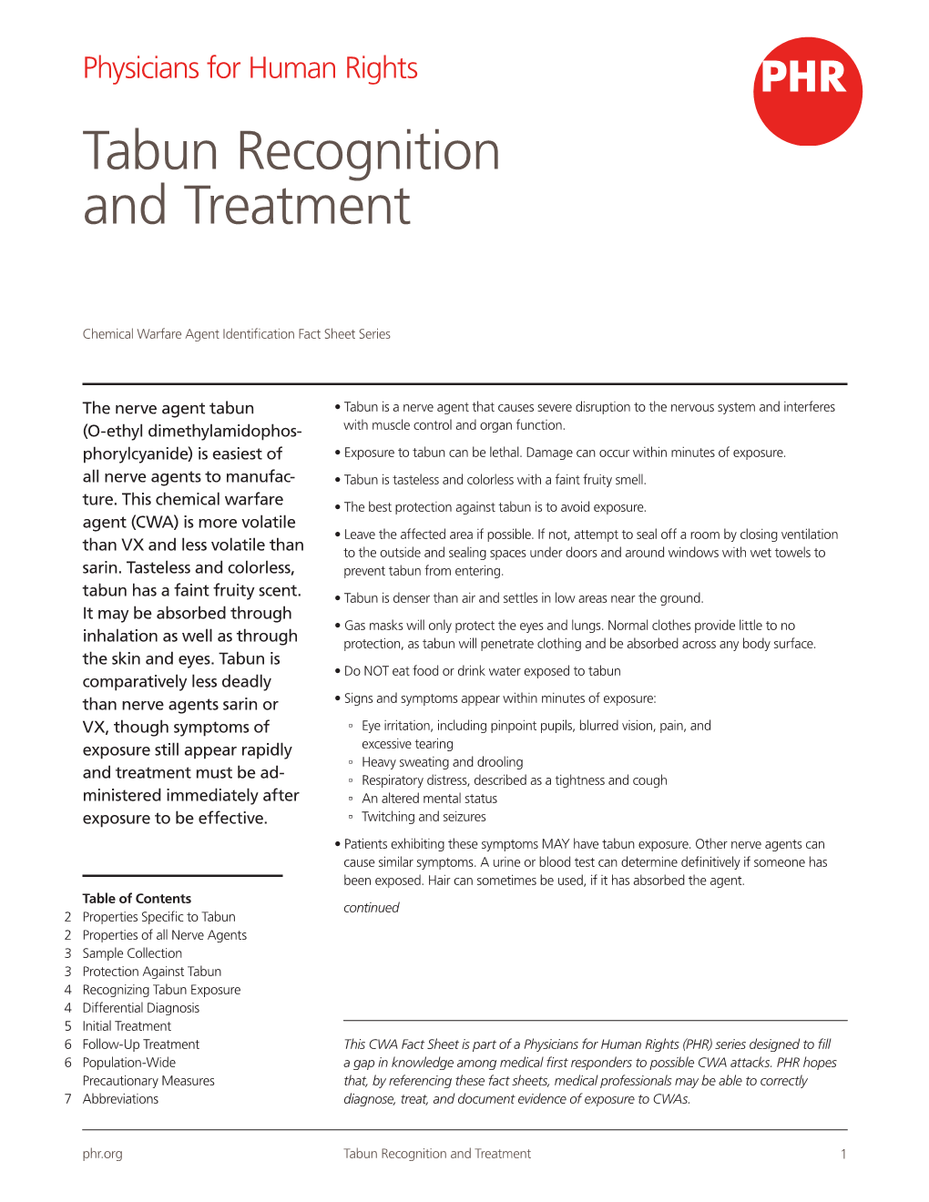 Tabun Recognition and Treatment