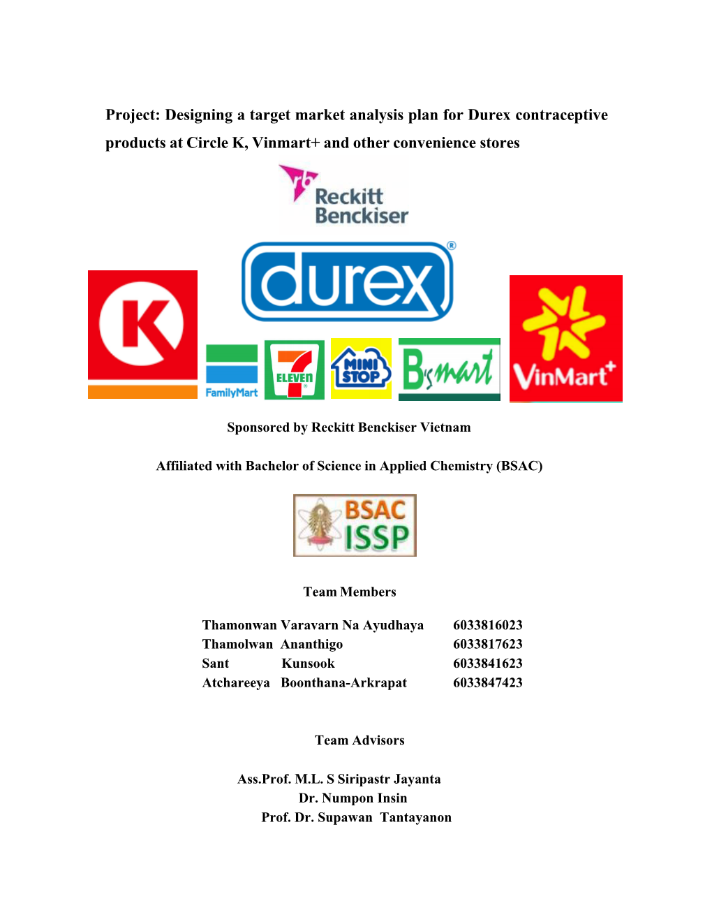 Project: Designing a Target Market Analysis Plan for Durex Contraceptive Products at Circle K, Vinmart+ and Other Convenience Stores