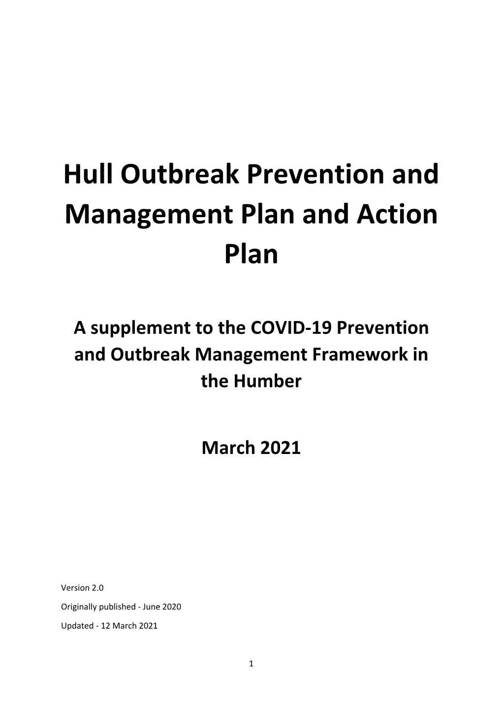 I. Hull Outbreak Prevention and Management Plan