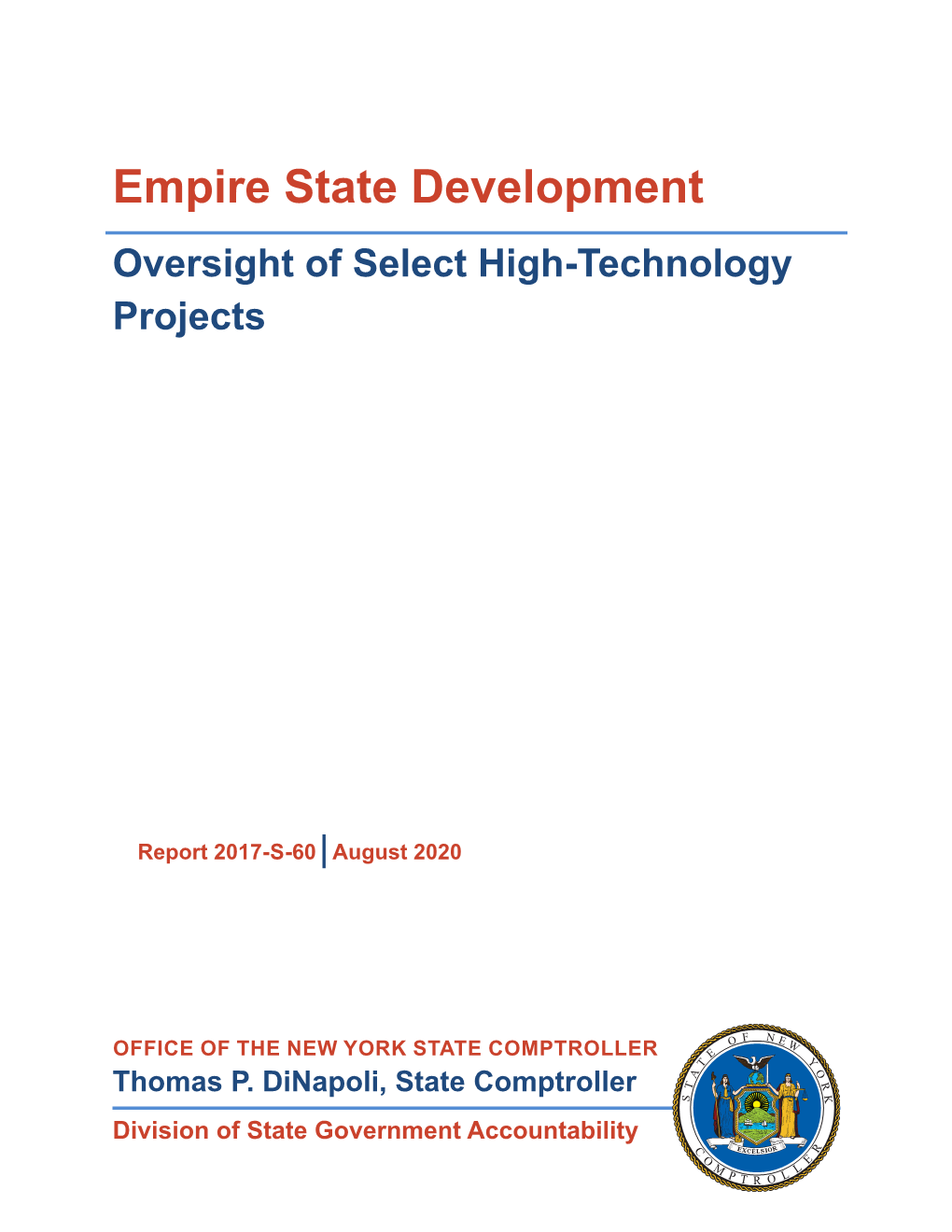 Empire State Development Oversight of Select High-Technology Projects