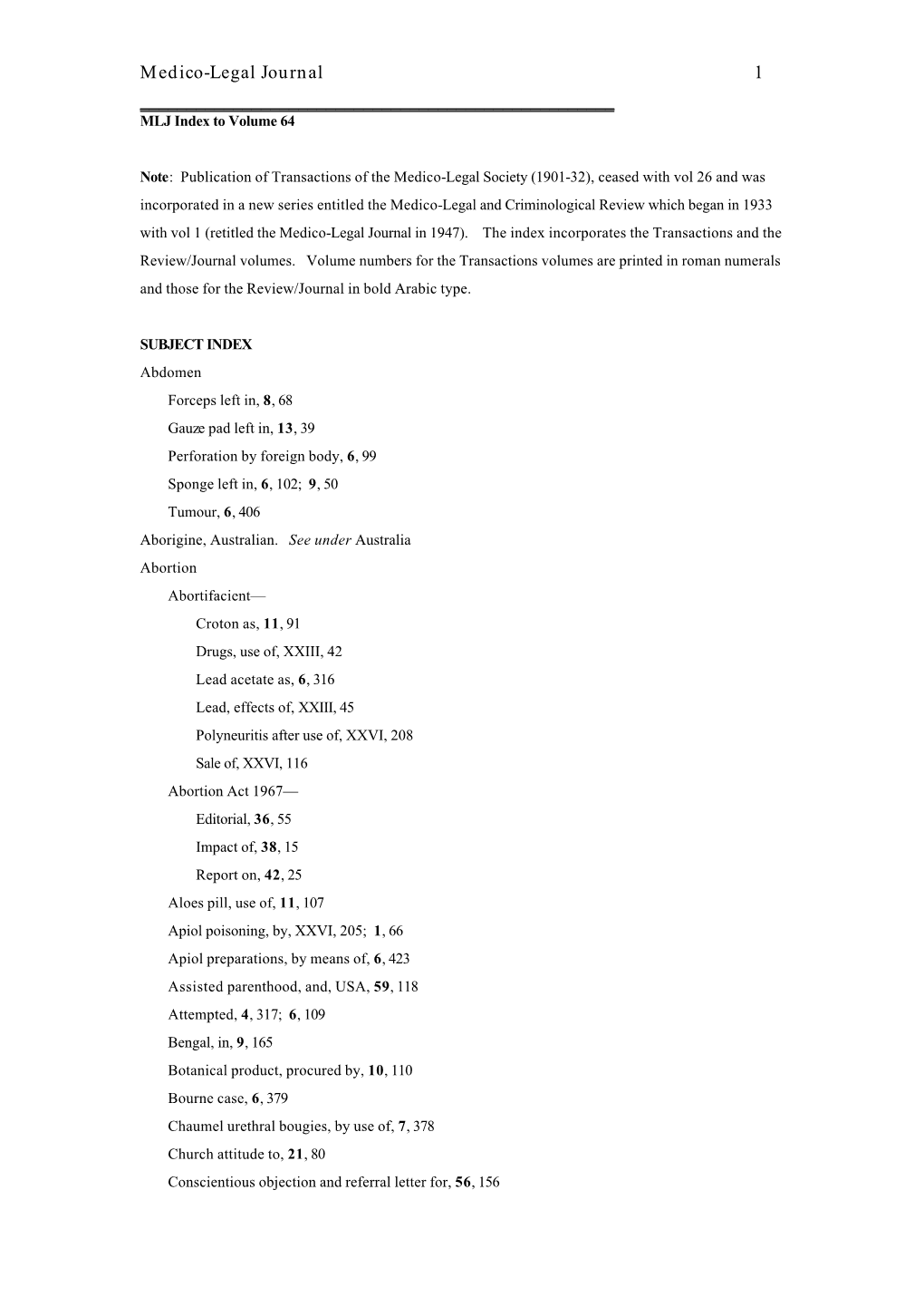 Index of Articles