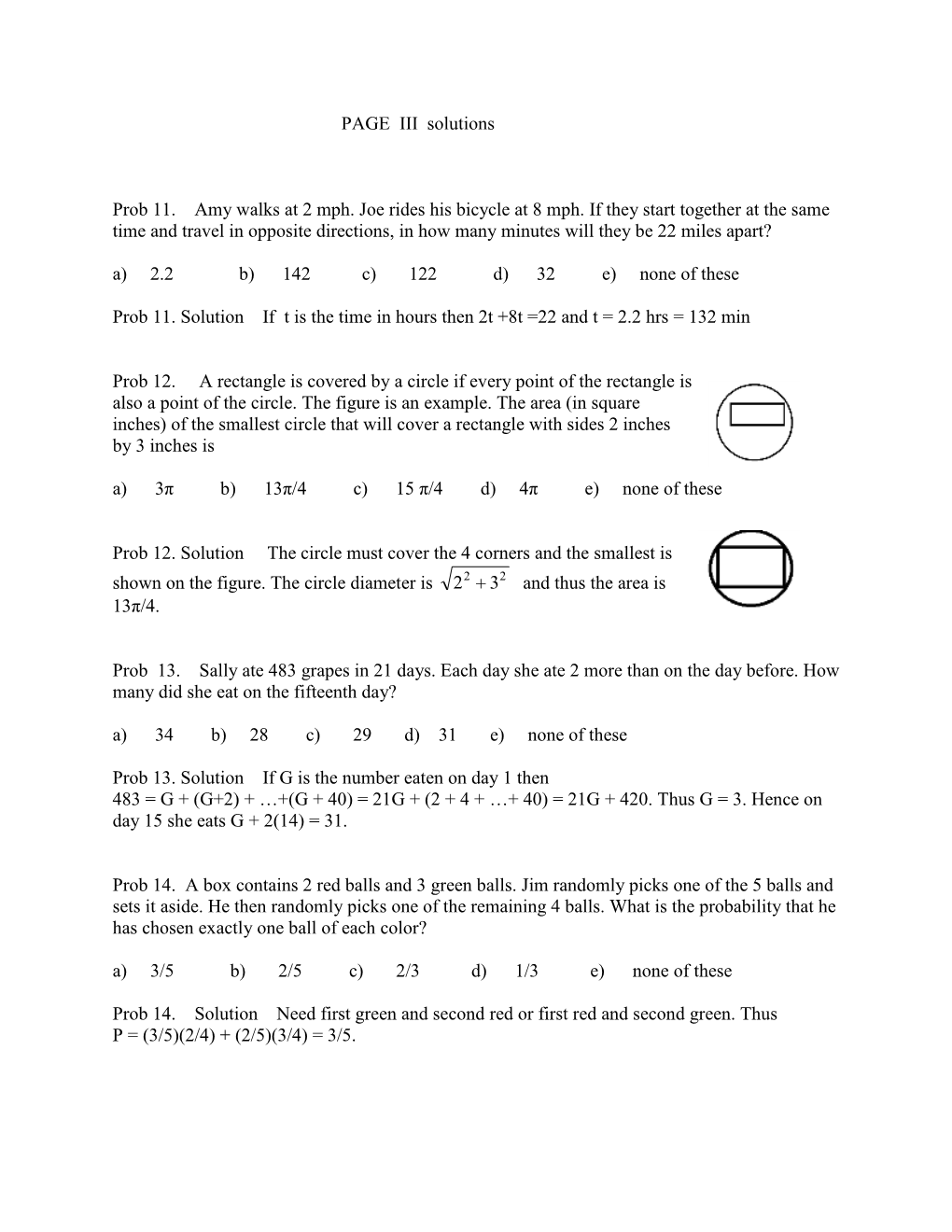 PAGE III Solutions Prob 11. Amy Walks at 2 Mph. Joe Rides His Bicycle at 8