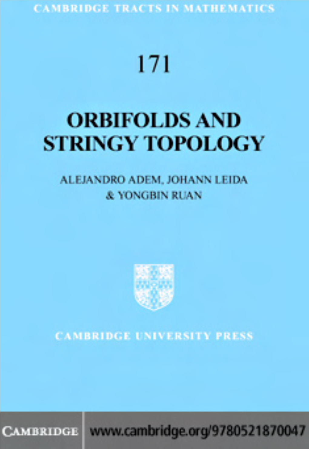 Orbifolds and Stringy Topology CAMBRIDGE TRACTS in MATHEMATICS