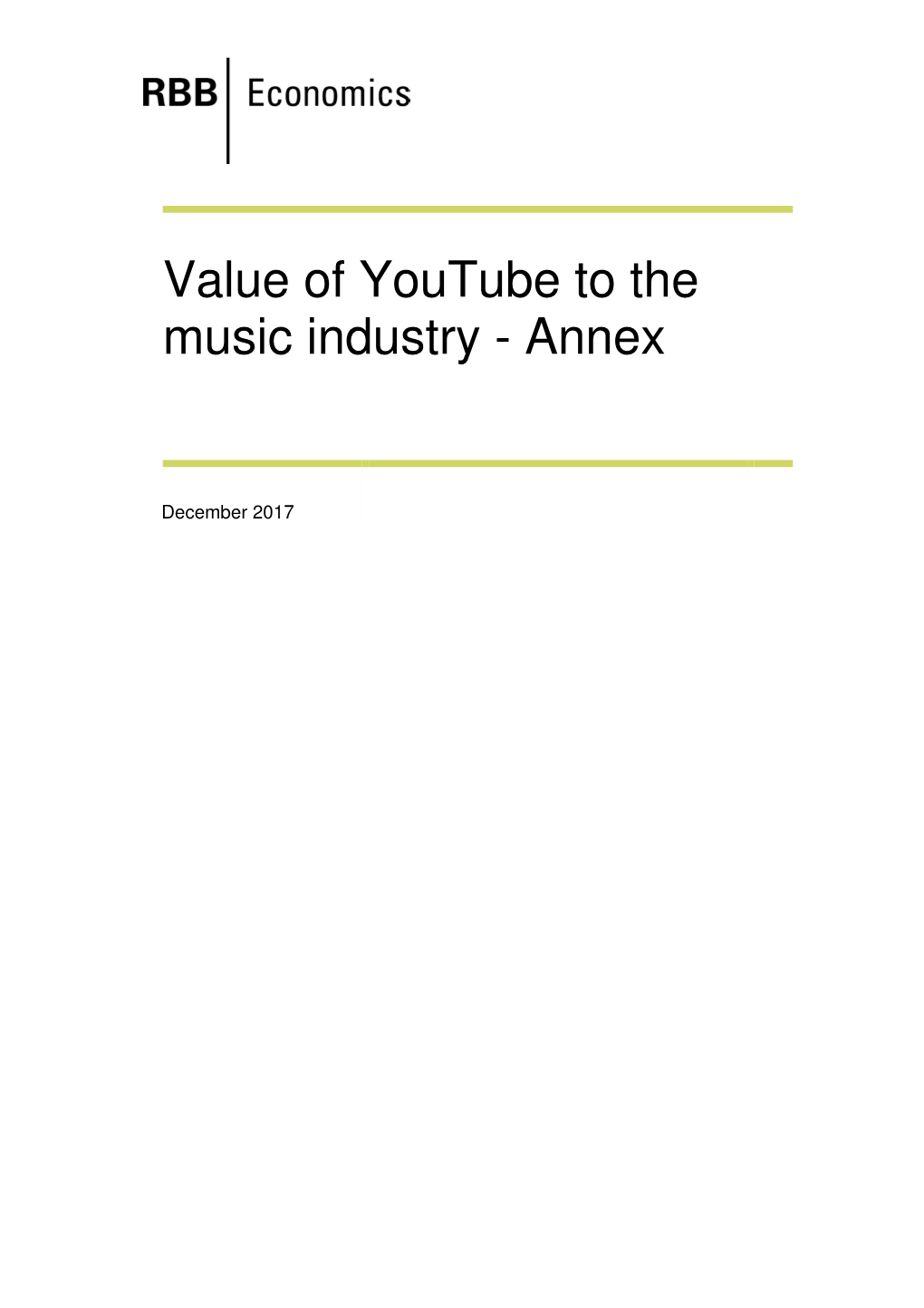 Value of Youtube to the Music Industry - Annex