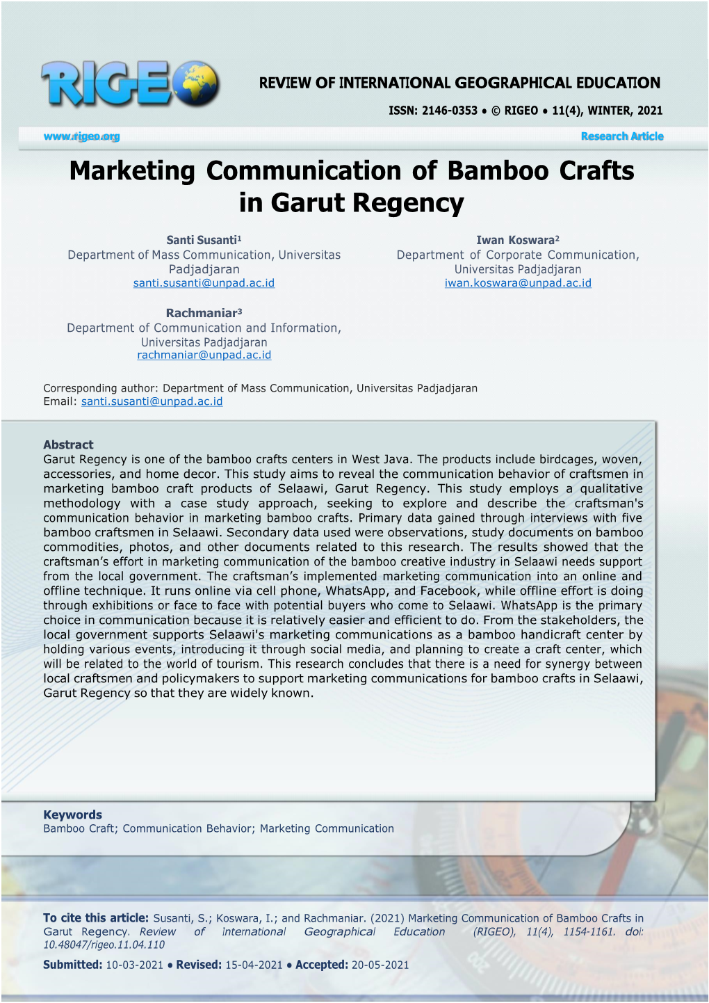 Marketing Communication of Bamboo Crafts in Garut Regency