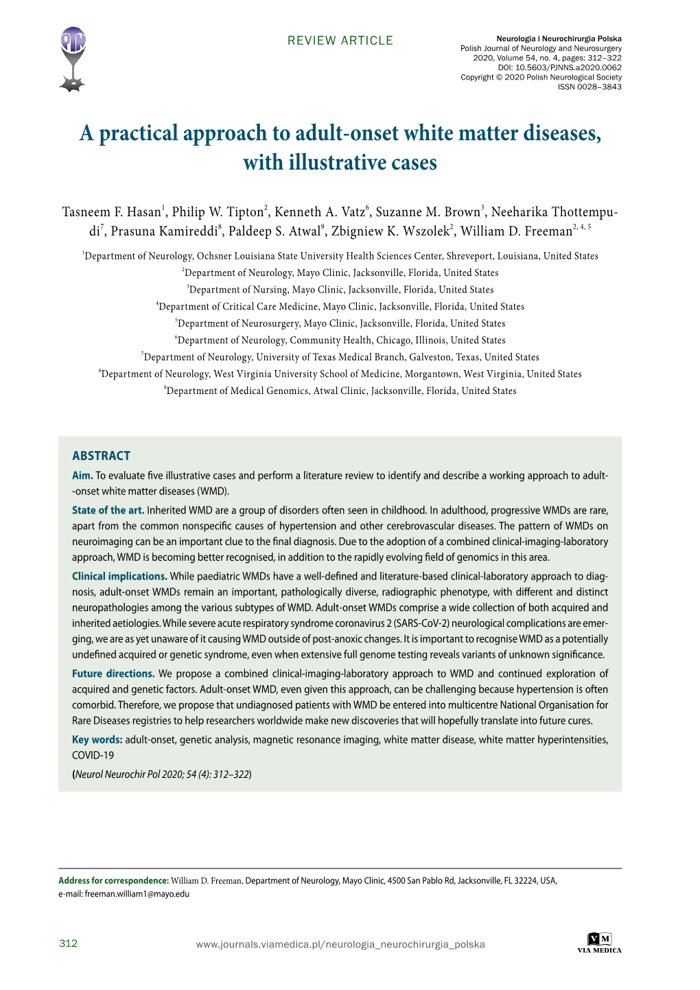 A Practical Approach to Adult-Onset White Matter Diseases, with Illustrative Cases