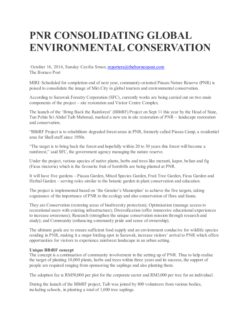 Pnr Consolidating Global Environmental Conservation