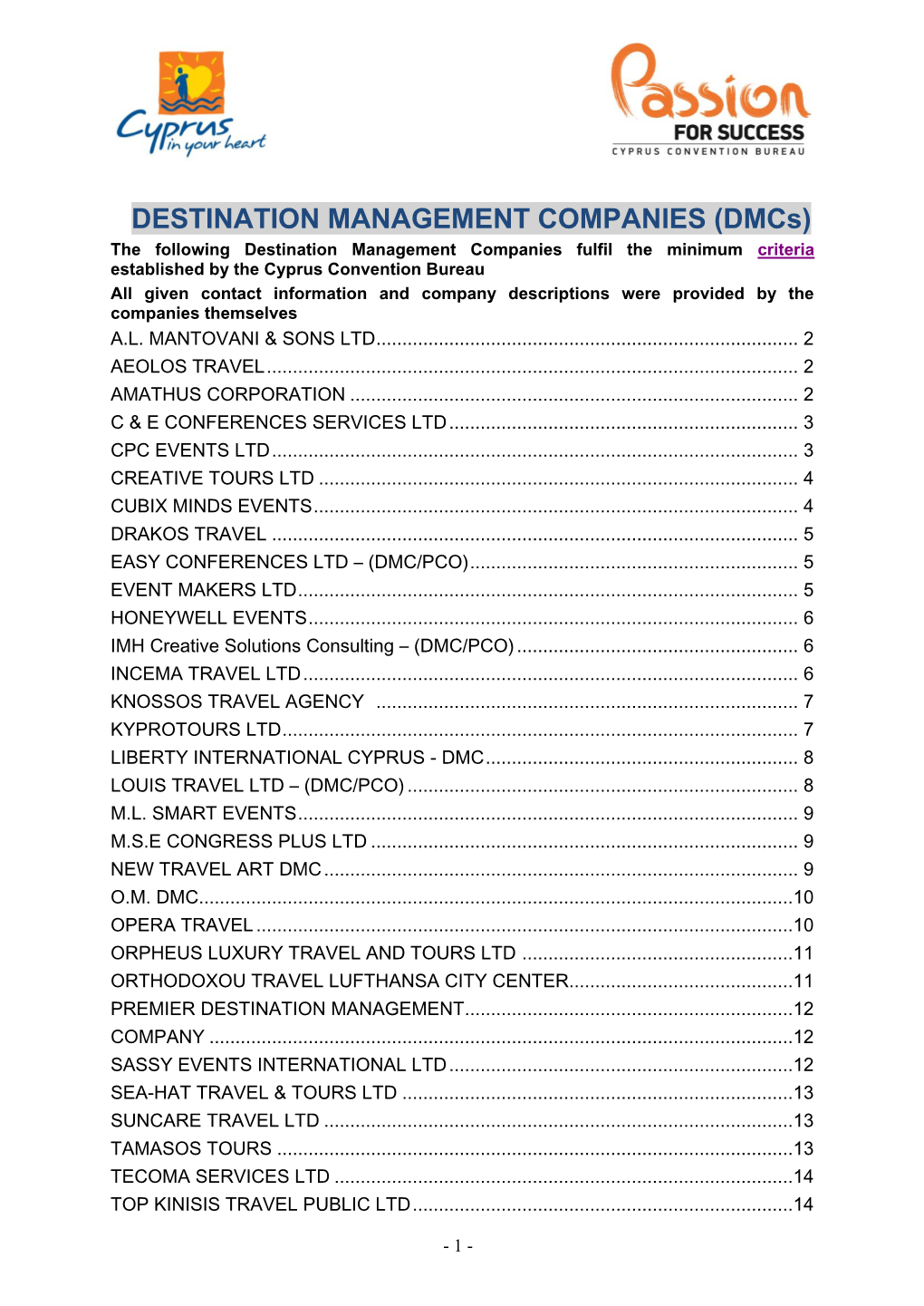 Destination Management Companies