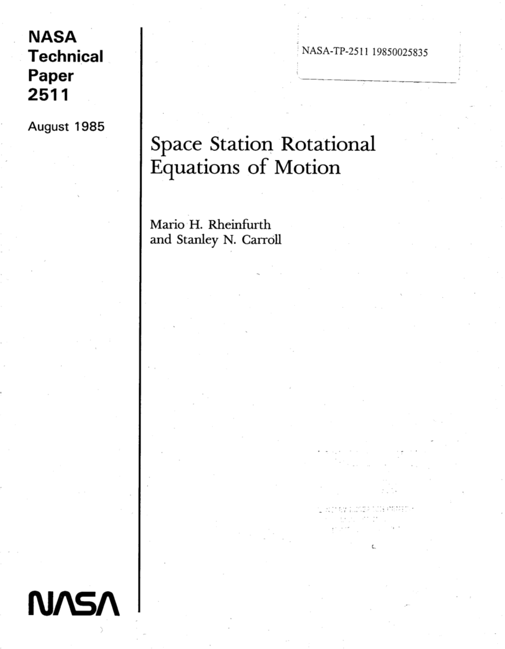 Space Station Rotational Equations of Motion