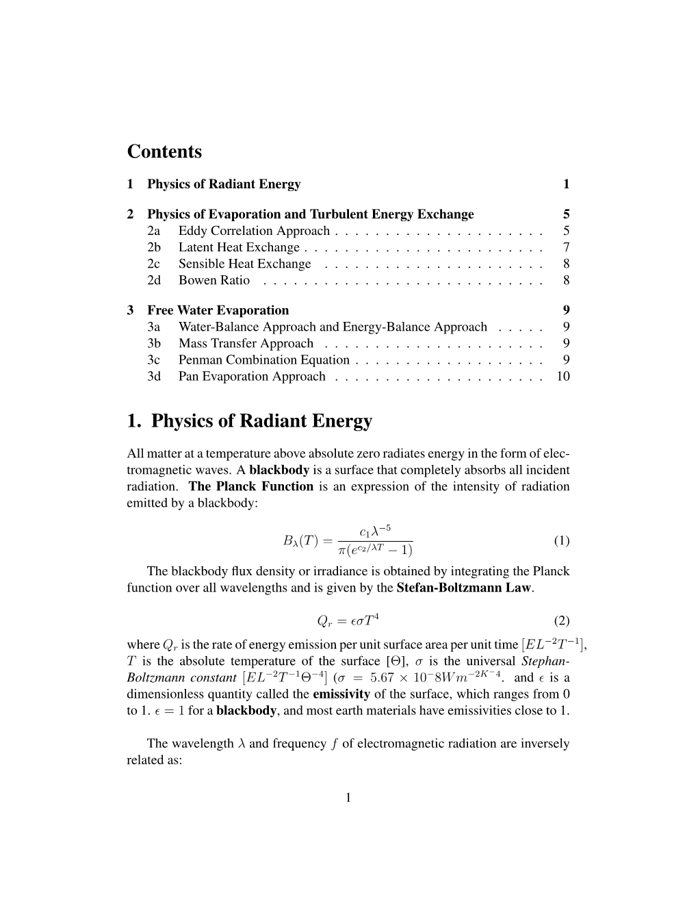 Contents 1. Physics of Radiant Energy