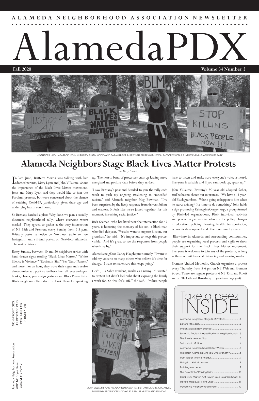 Alameda Neighbors Stage Black Lives Matter Protests by Patty Farrell N Late June, Brittany Morris Was Talking with Her Up