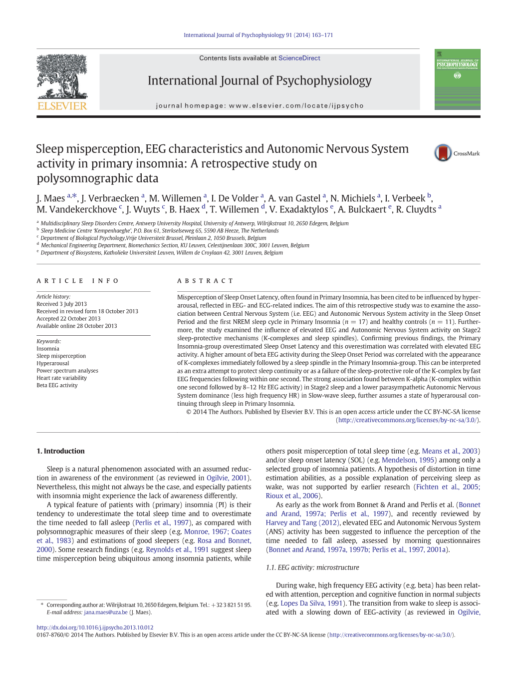 Sleep Misperception, EEG Characteristics and Autonomic Nervous System Activity in Primary Insomnia: a Retrospective Study on Polysomnographic Data