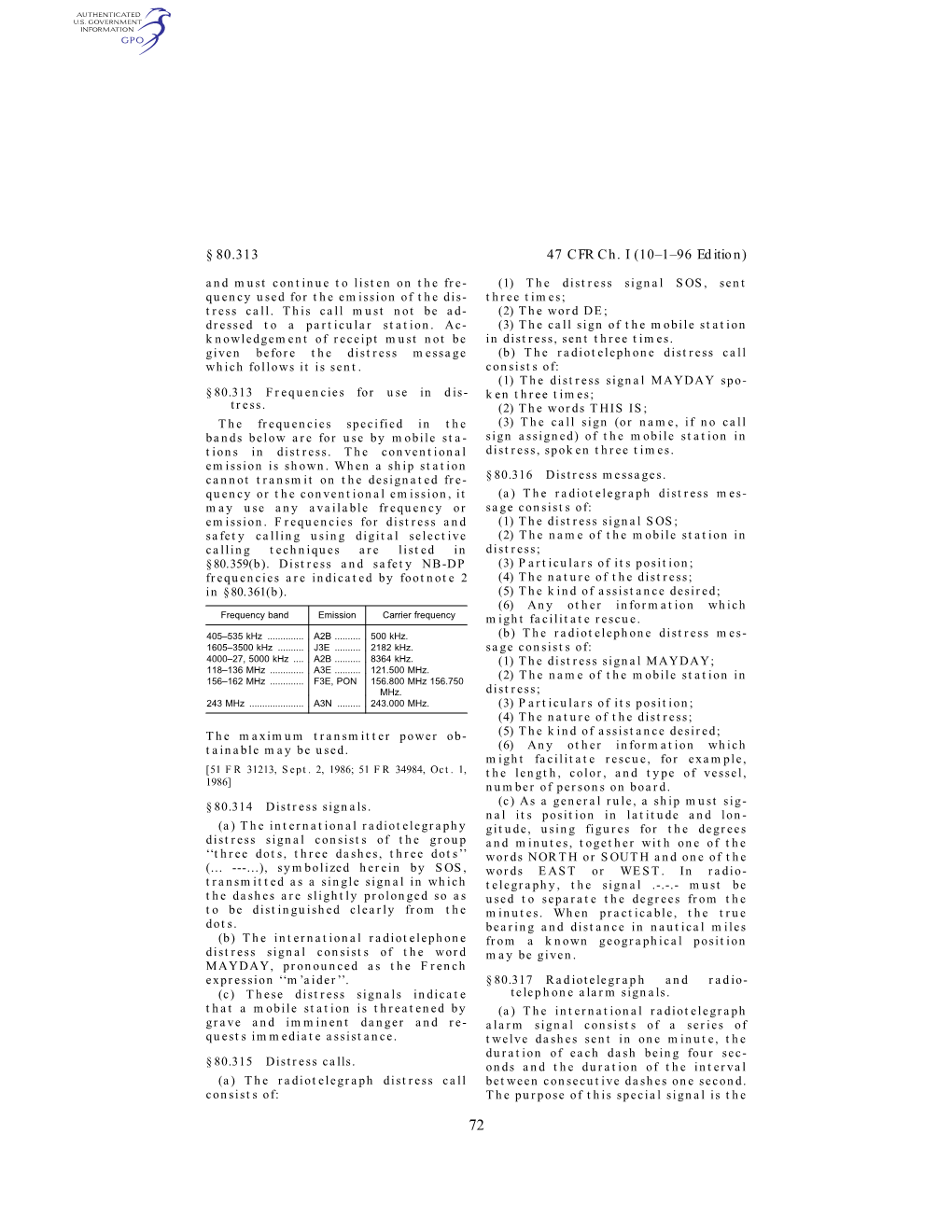 47 CFR Ch. I (10–1–96 Edition)