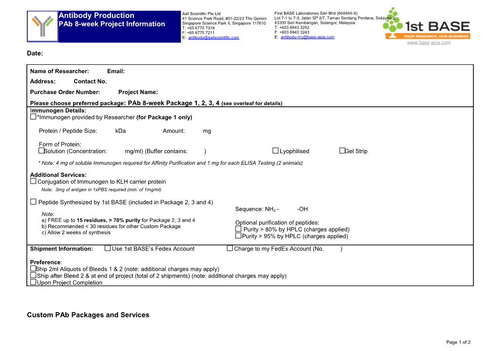 1St BASE Custom Pab Production Order Form