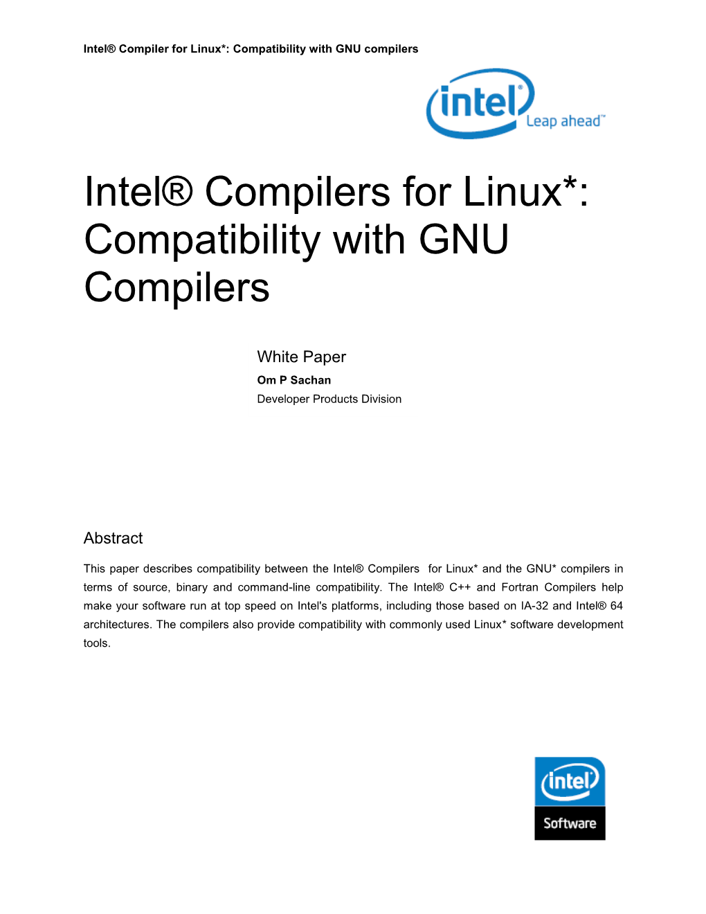 Intel® Compilers for Linux*: Compatibility with GNU Compilers