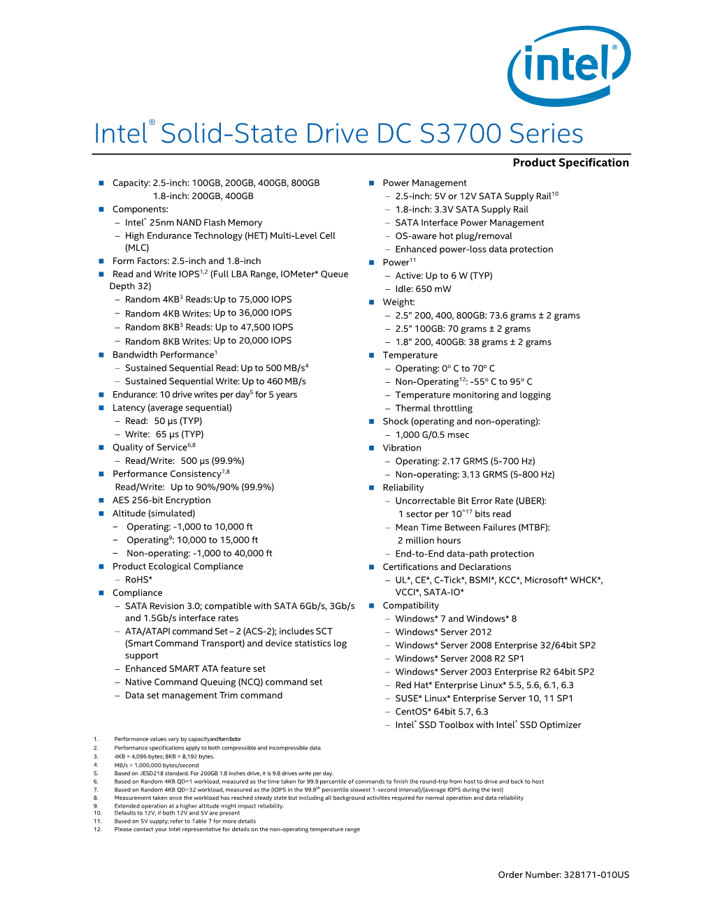 Intel® Solid-State Drive DC S3700 Series