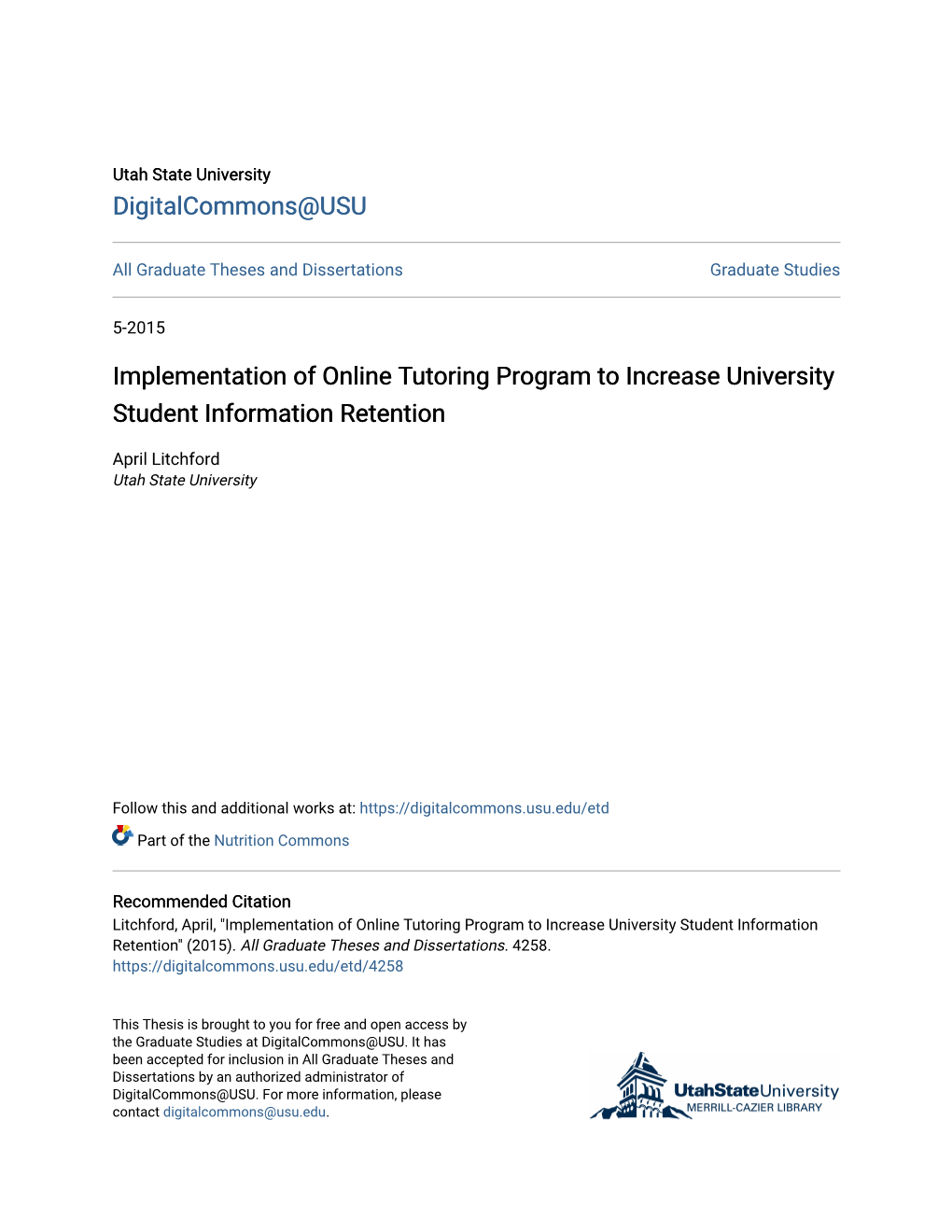 Implementation of Online Tutoring Program to Increase University Student Information Retention