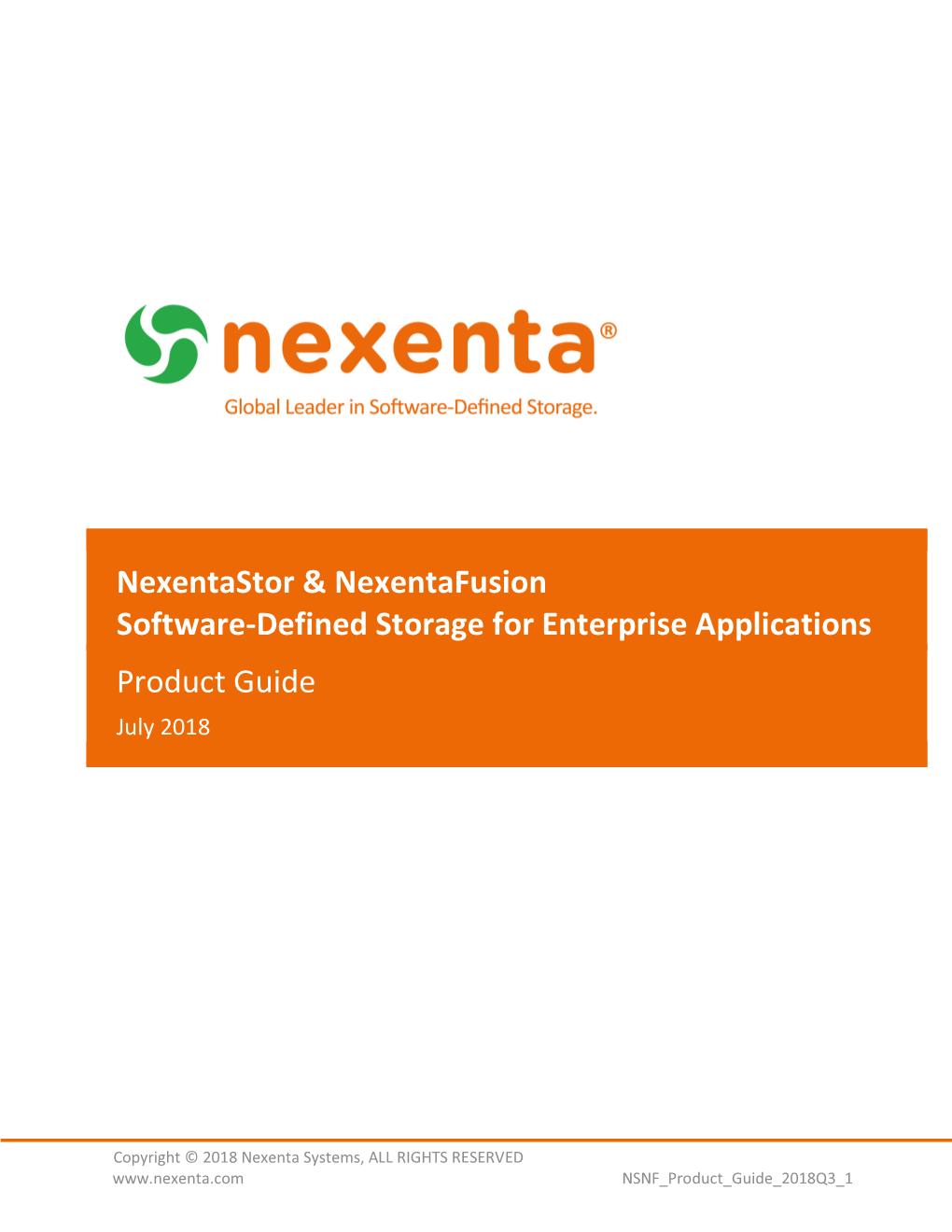 Nexentastor & Nexentafusion Software-Defined Storage For