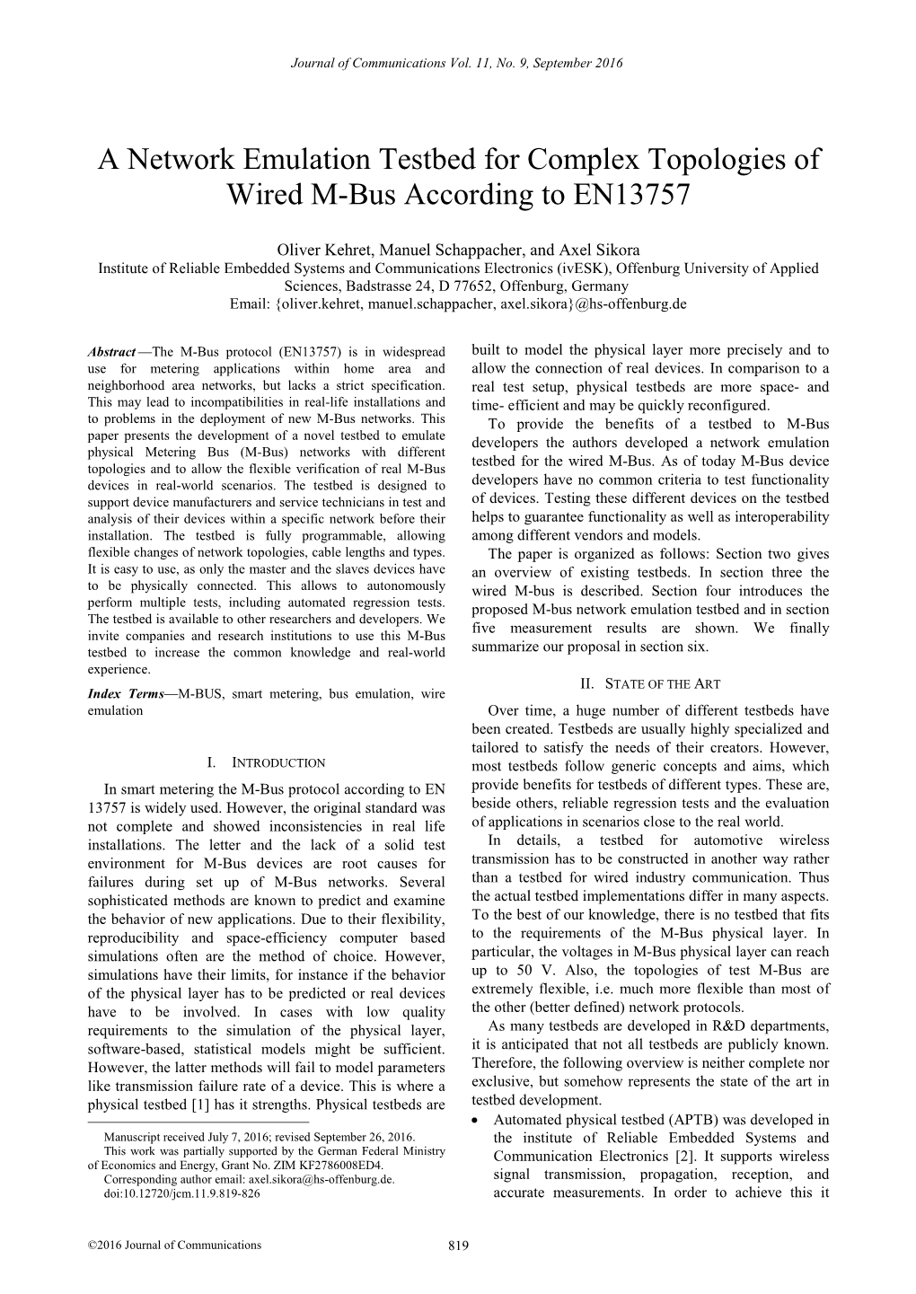A Network Emulation Testbed for Complex Topologies of Wired M-Bus According to EN13757