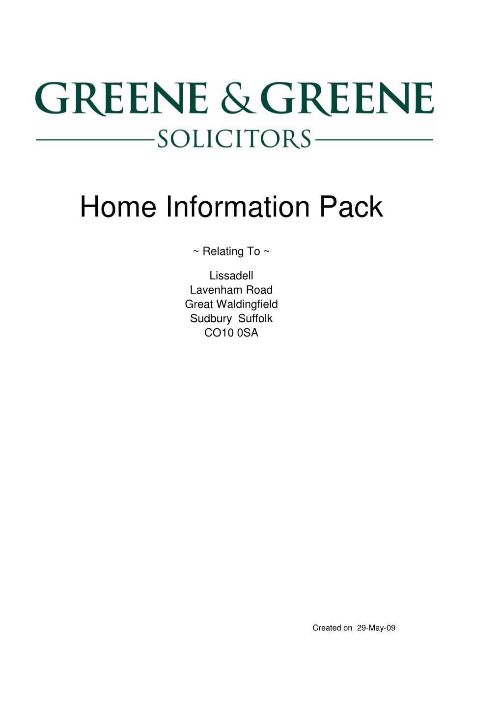 Home Information Pack